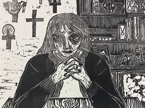 Woman and crosses