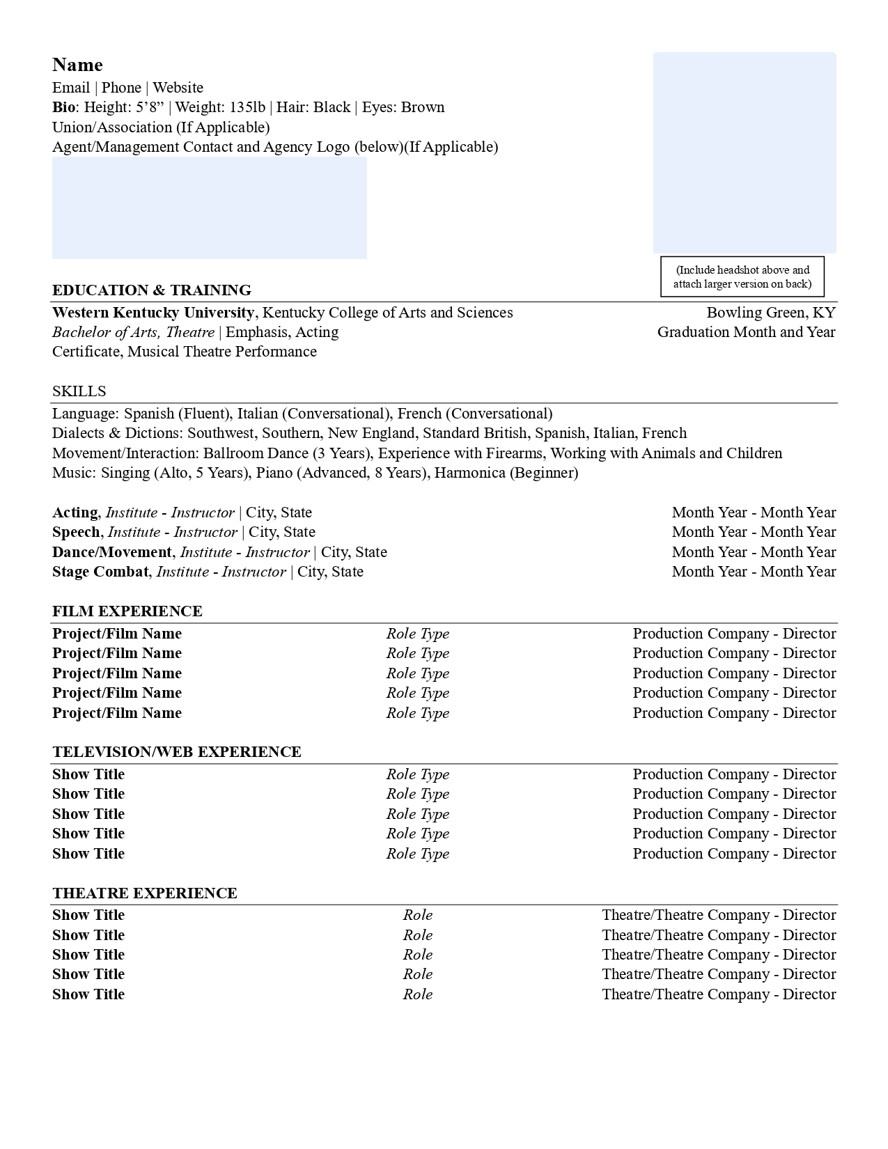 acting resume