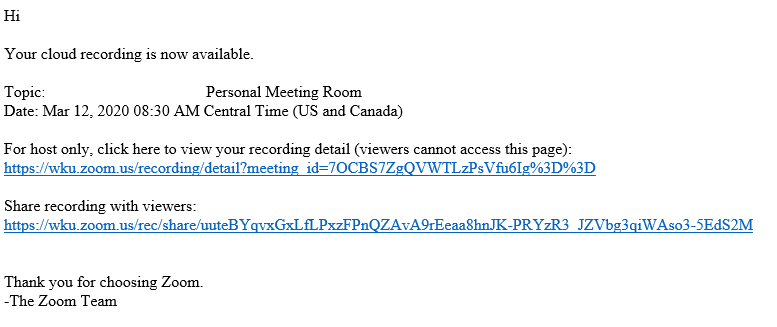 Recording available email