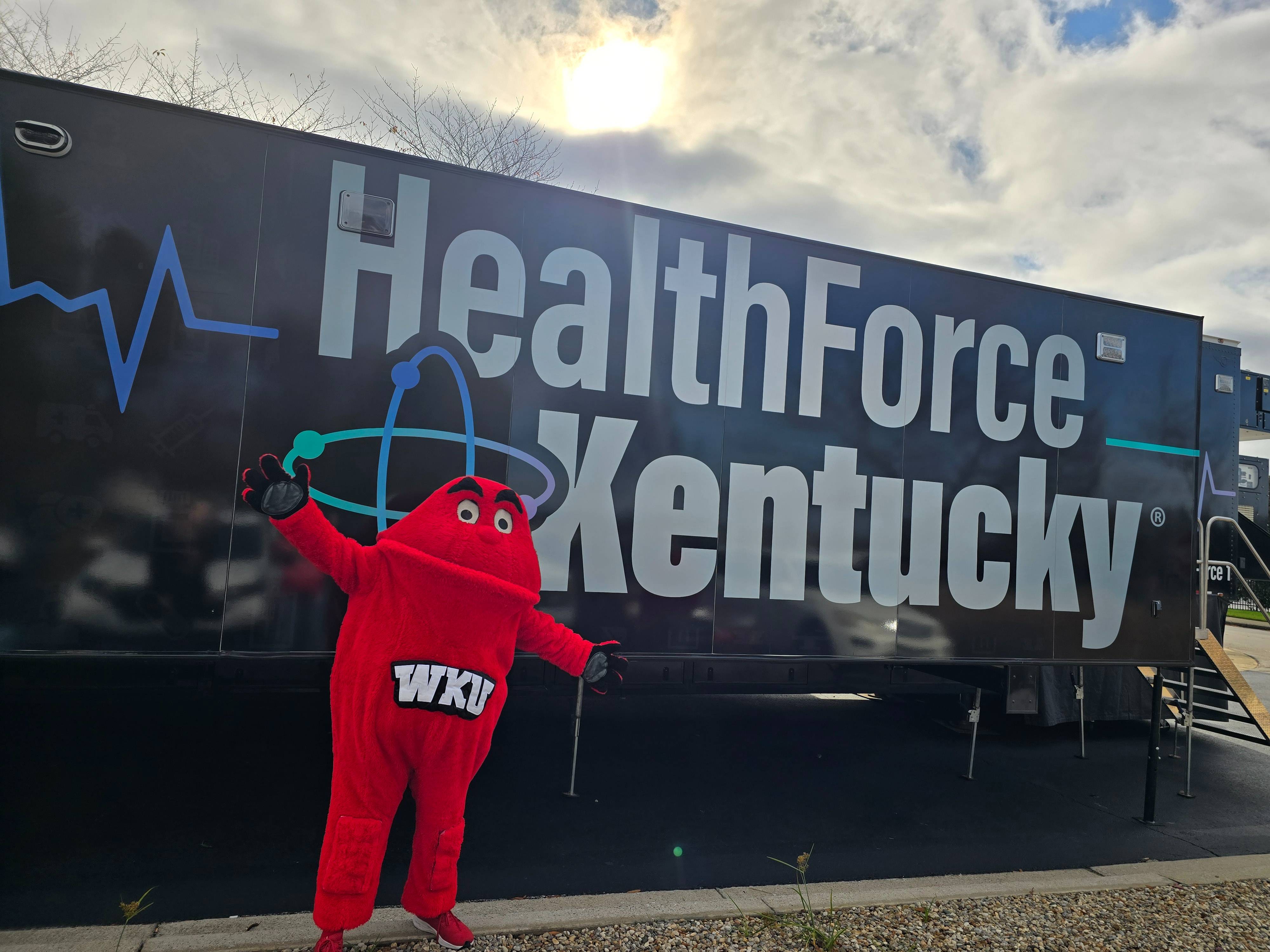 Big Red in front of Health Force KY