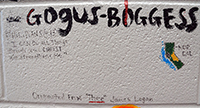Photo of cinder block painted by Jeff Boggess, class of 2010
