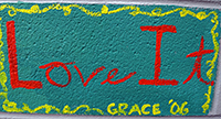 Photo of cinder block painted by Grace Bruenderman, class of 2006