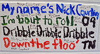Photo of cinder block painted by Nick Courtney, finished 2007