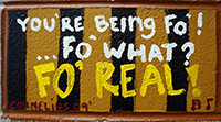 Photo of cinder block painted by Cornelius Lee, class of 2009