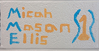 Photo of cinder block painted by Micah Mason, finished 2008