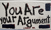Photo of cinder block painted by Chad Meadows, class of 2008