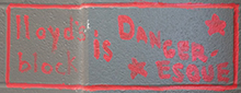 Photo of corner cinder block painted by Brandon Merrell, finished 2008