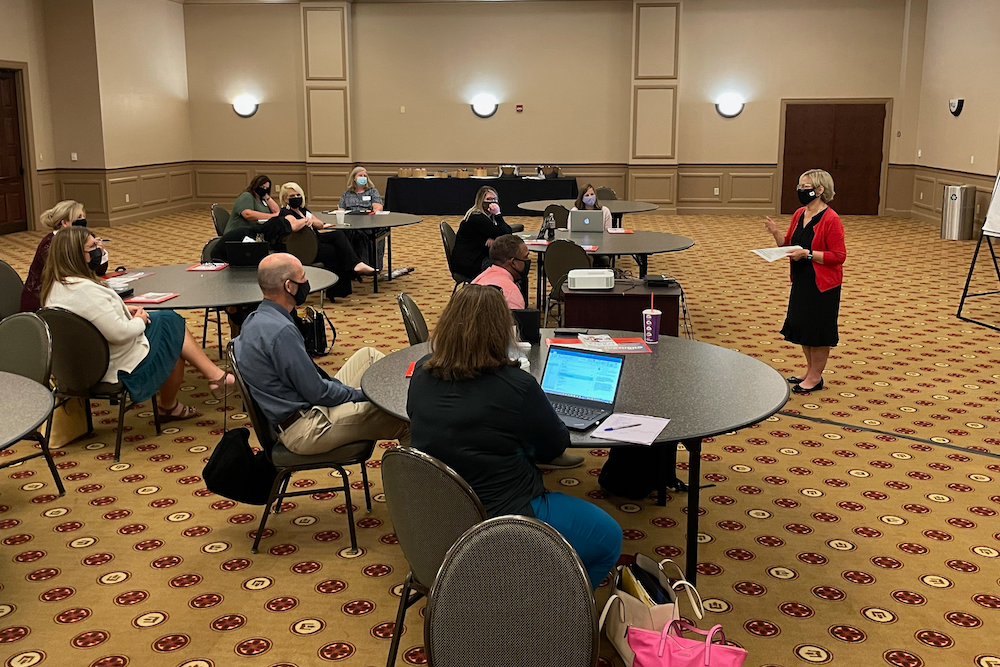 Dr. Julia Roberts addressing attendees at recent Principal's Cohort