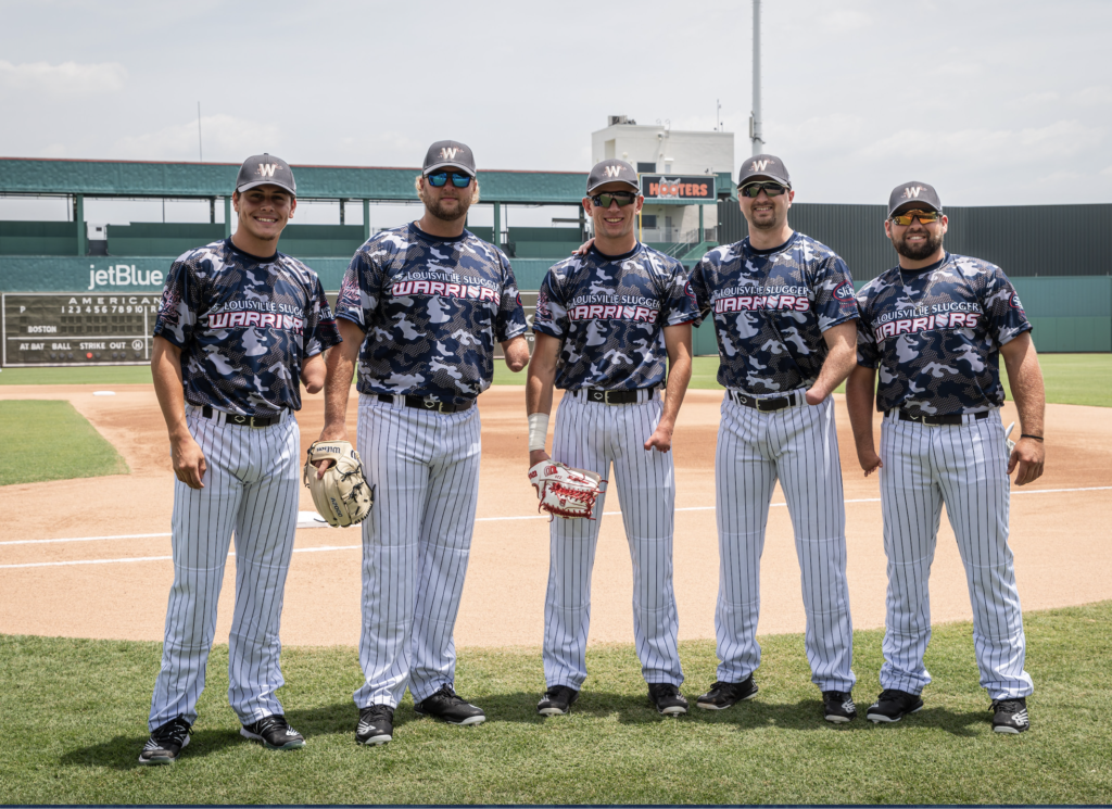 Louisville Slugger Warriors are a nationally sponsored and extremely competitive amputee baseball team that consists of U.S. Military Veterans, Active Duty personnel, Wounded Warriors and current and former amputee college baseball players.