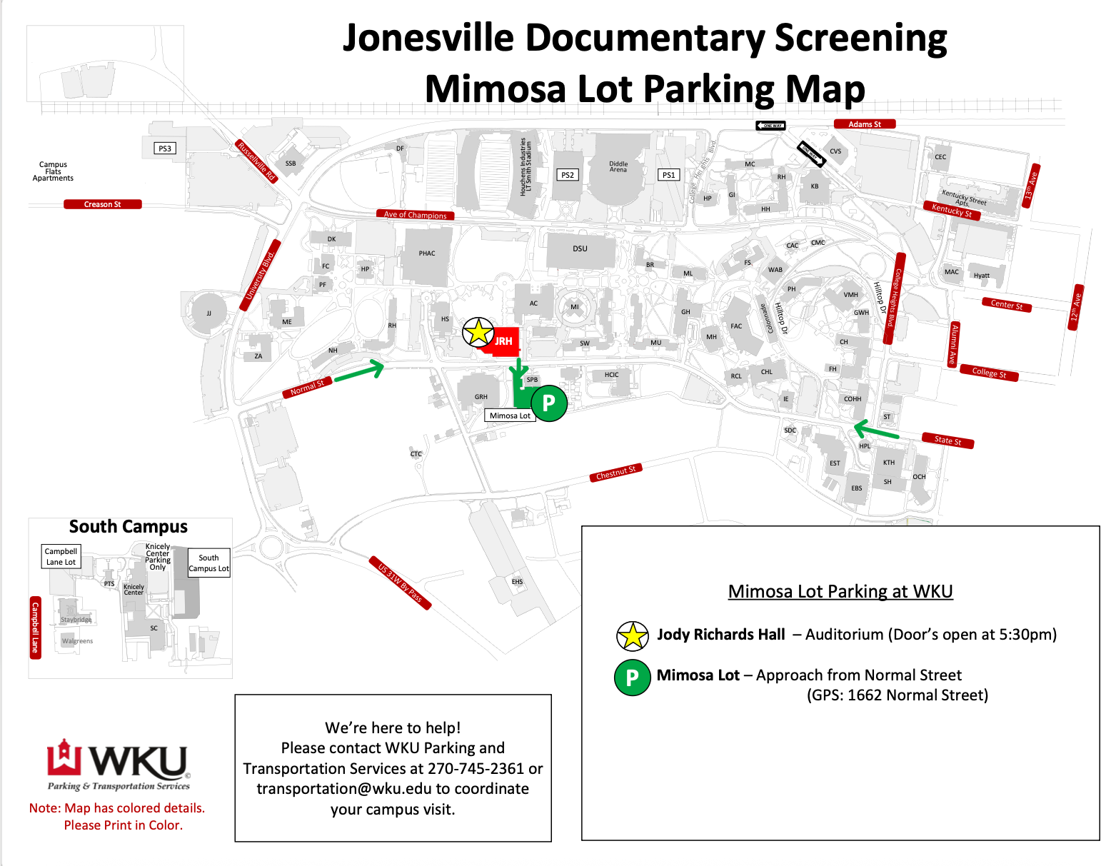 Jonesville Documentary Parking Map