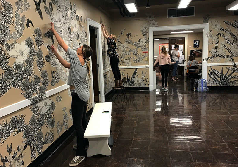 WKU printmaking student installation in the Community Gallery