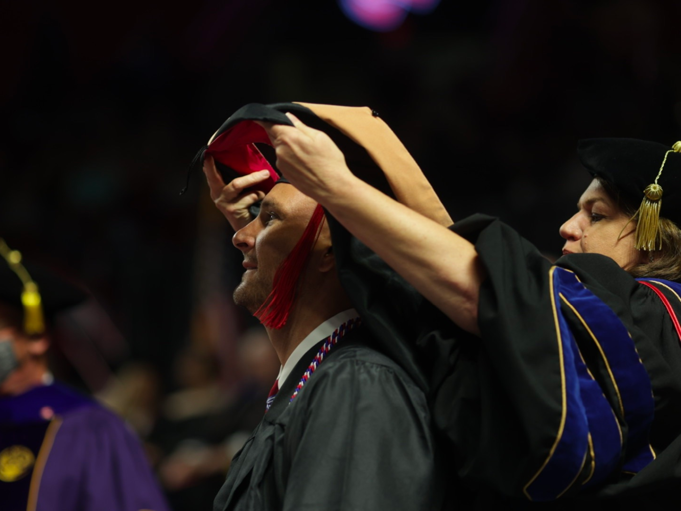 A student during WKU graduation.