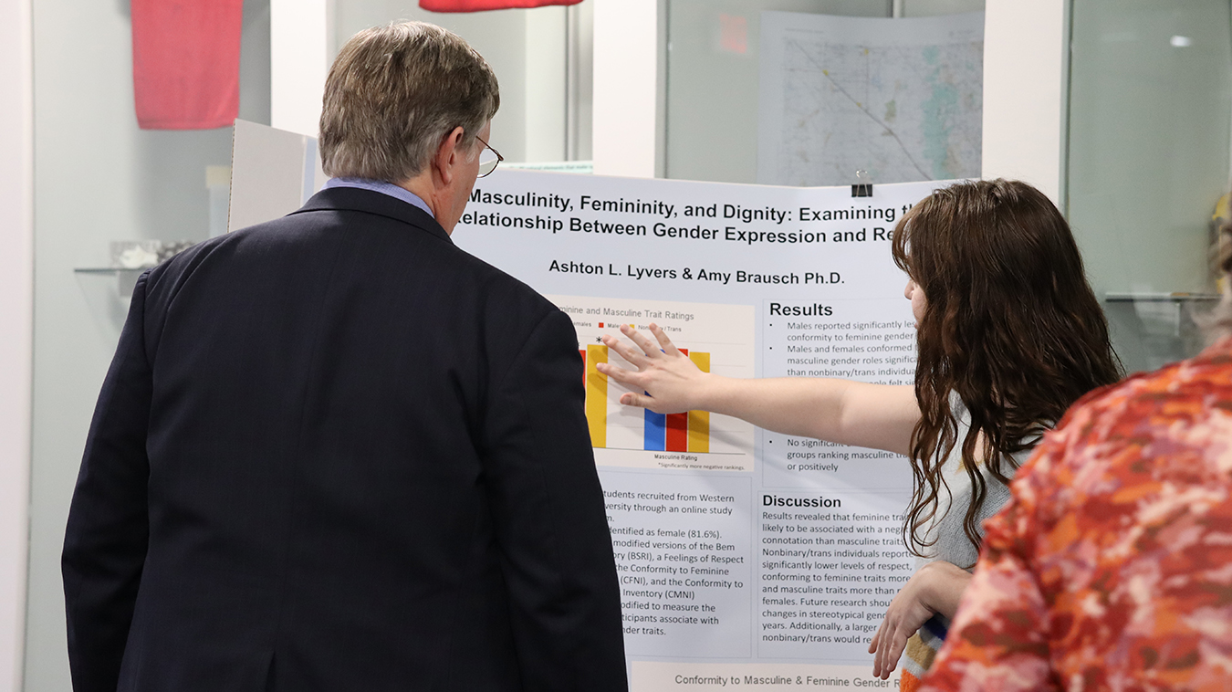 Student presenting research