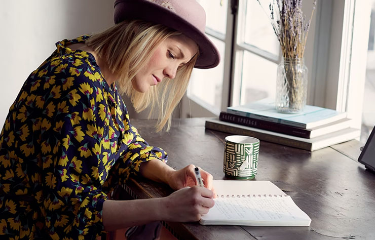 Writer working.
