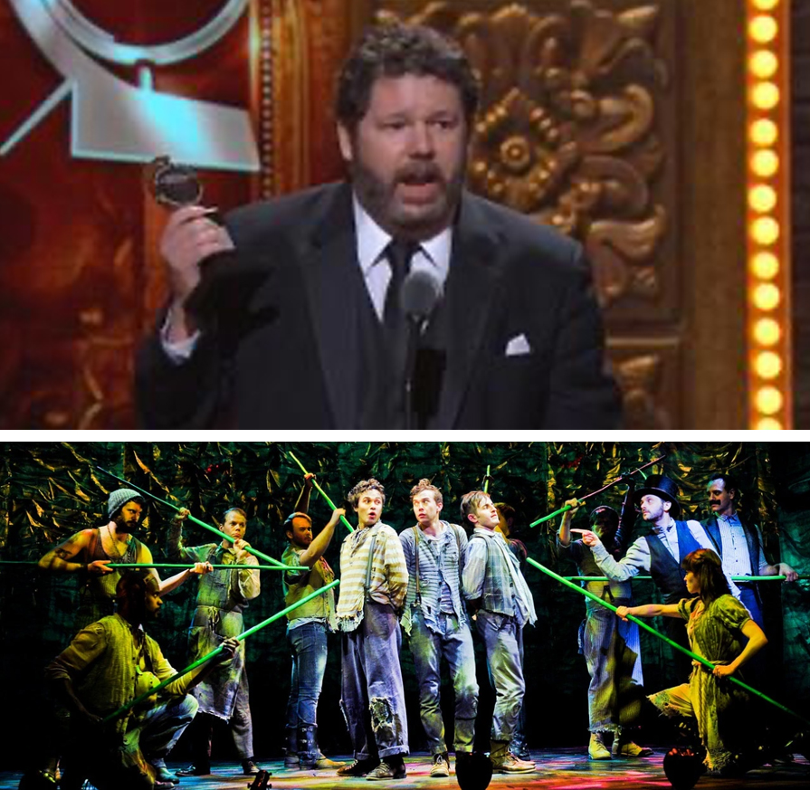 Alumni Darron West on stage aaccepting his 2012 Tony Award for best sound design for Peter and The Starcatcher.