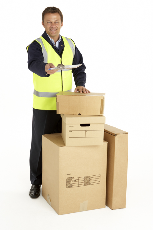 Vendor delivering boxes